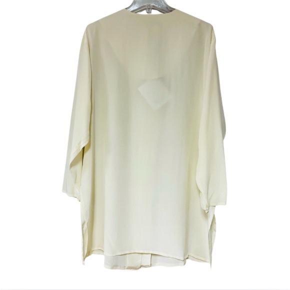 NWT Diane Von Furstenburg Cream Sheer 100% Silk Button Blouse Tunic Sz 1X - Picture 2 of 8